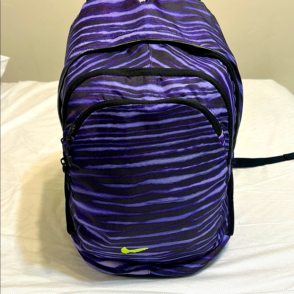 Unisex Nike Purple and Black Backpack with Water-Resistant   Good Condition,